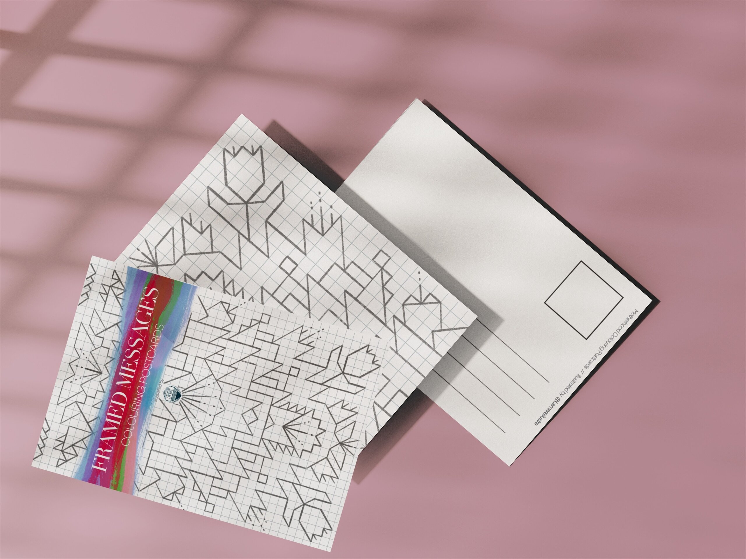 COLOURING Postcards// FRAMED MESSAGES - 1