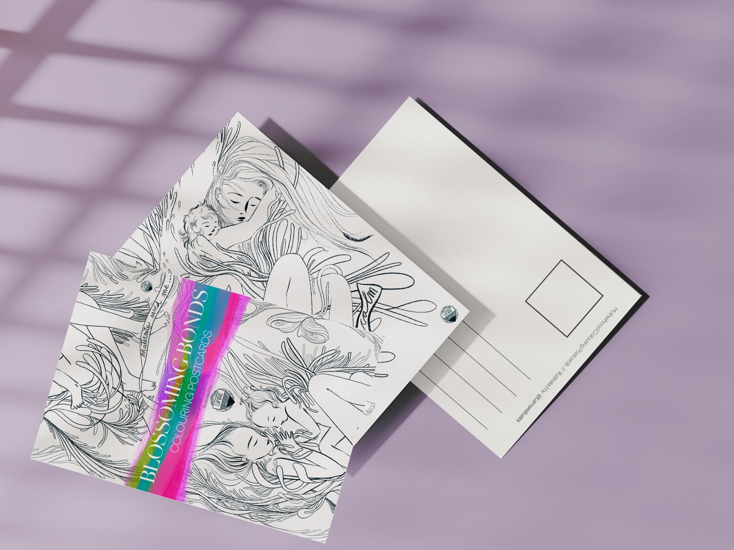 COLOURING Postcards// BLOSSOMING BONDS - 1