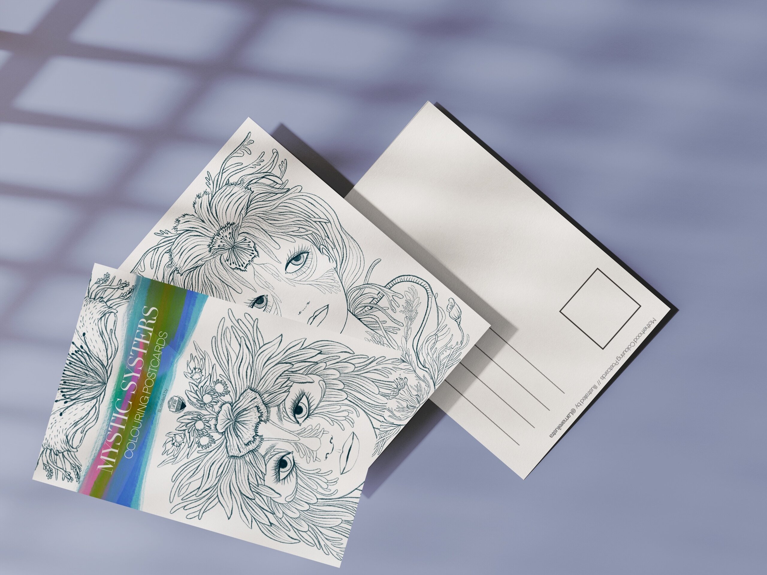 COLOURING Postcards// MYSTIC SISTERS - 1